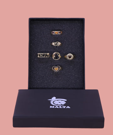 Enamel Ring Set Brown